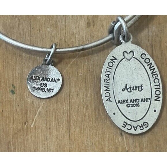 Alex And Ani Aunt  Admiration Connection Expandable Wire Bangle Rafaelian Silver - Picture 3 of 9